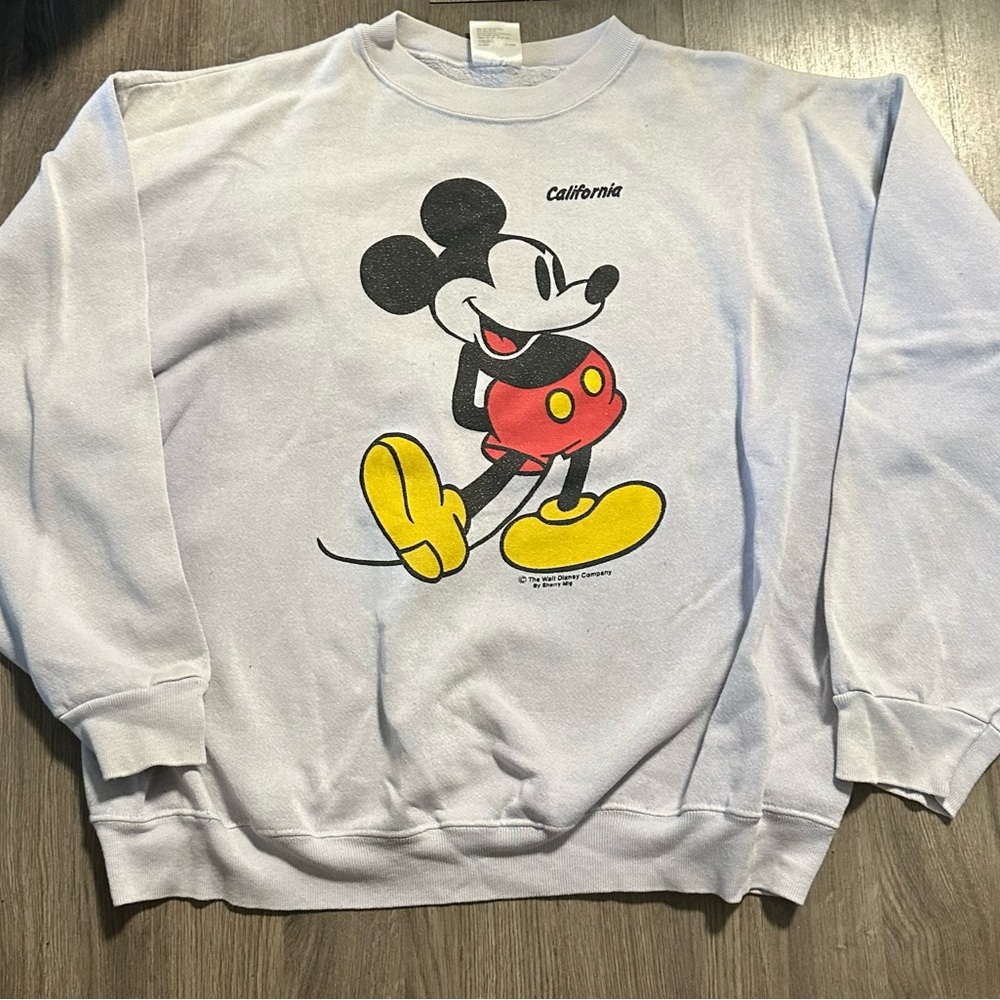 Tultex Vintage Purple Crewneck Sweater with Mickey Mouse Design